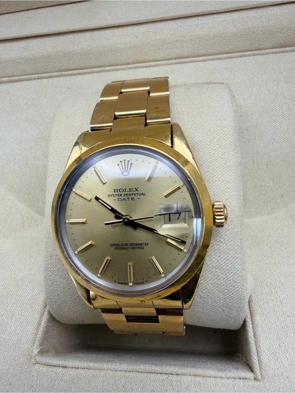 Rolex Gold-Tone Men's Date Watch with Champagne Dial
